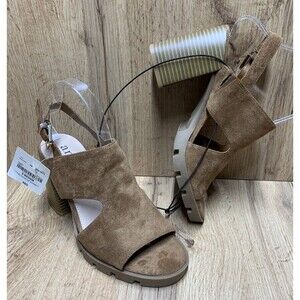 Ana DALY Chunky Block Heel Shoes Women’s 8 M Cognac Brown Strap Back 023-0255